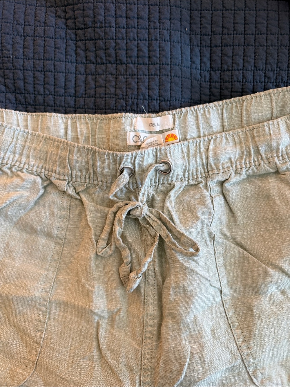 C&C California Sage Linen Drawstring Shorts